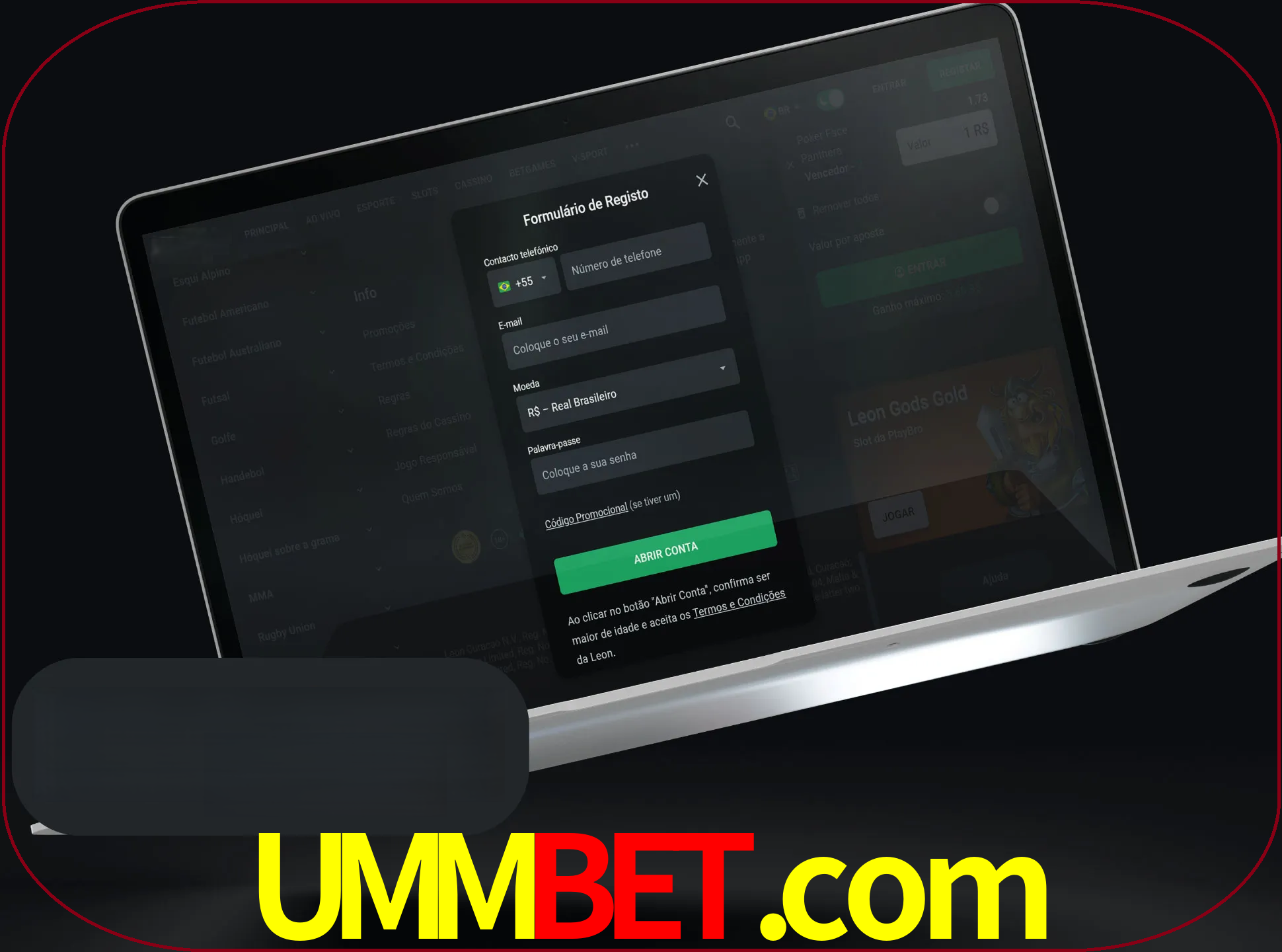 Abra o site da LeonBet e crie sua própria conta.
