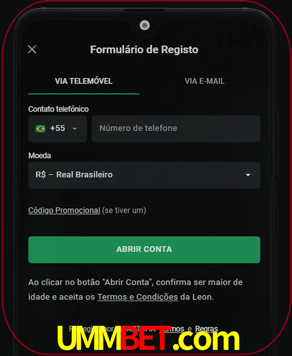 Abra o aplicativo e inicie o processo de registro.