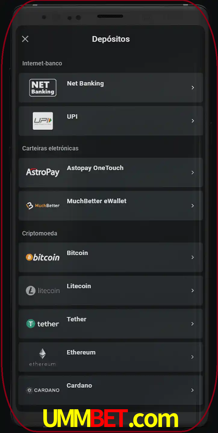 Você pode usar métodos alternativos de depósito.