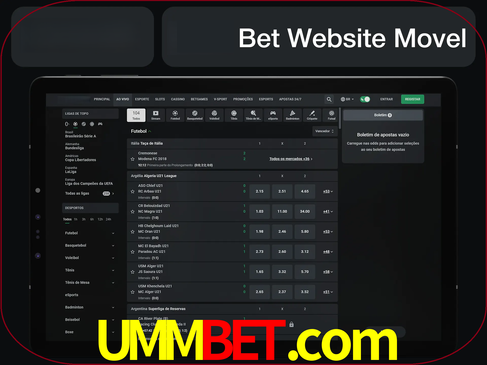 Use nosso website em qualquer dispositivo.
